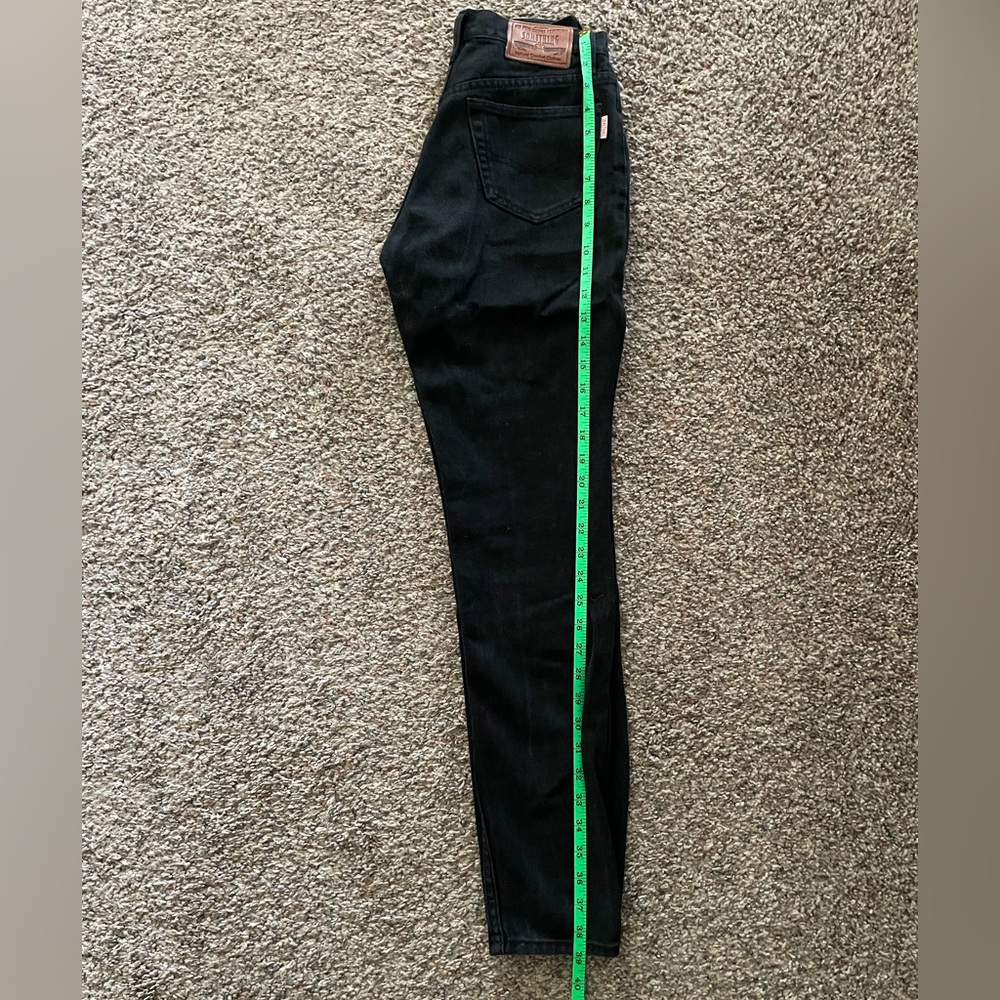 Something Nouveau Produced by Edwin Black Slim Jeans with Leather Patch - Picture 8 of 9